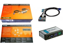 D-LINK KVM-121 KVM Switch 2 Port PS2 Audio VGA Monitor Keyboard Mouse 1.8m cable